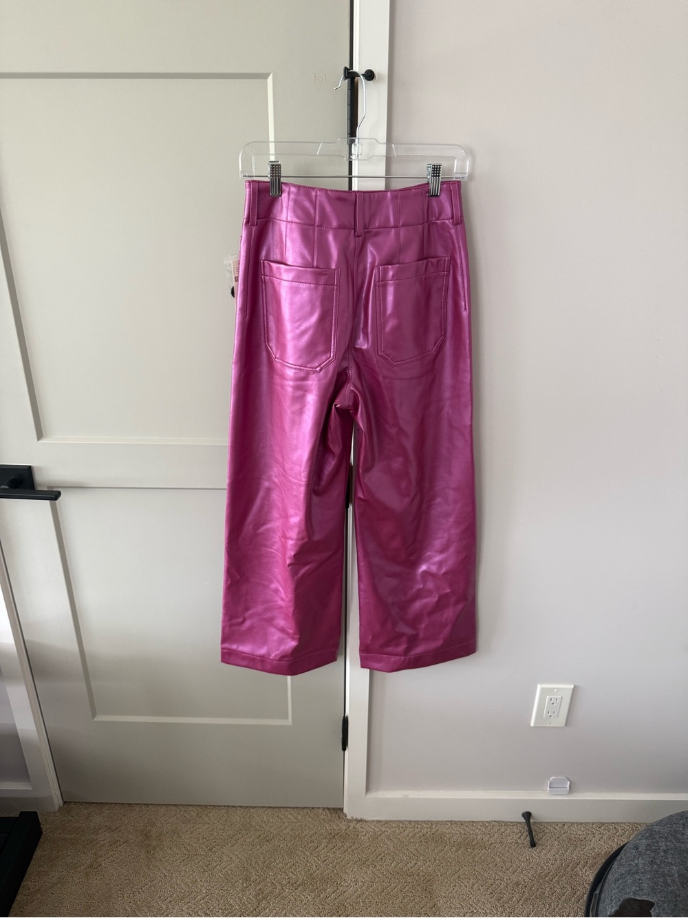 Maeve Colette Faux Leather Pants in Magenta - Picture 2 of 4